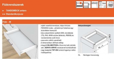 FIÓKSZETT - BLUM Tandembox Antaro selyemfehér fékezős alap 378M4500 alap  (elő-hátlapszer.)