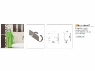 FÜRDŐSZOBAI KIEGÉSZÍTŐ ÖNTAPADÓS DUPLA AKASZTÓ 100x75x40 MM SZÁLCSISZOLT #5