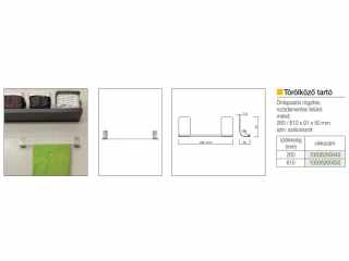 FÜRDŐSZOBAI KIEGÉSZÍTŐ ÖNTAPADÓS TÖRÖLKÖZŐ TARTÓ KICSI 260x91x50 MM SZÁLCSISZOLT #3