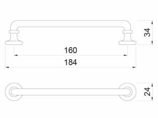 BÚTORFOGANTYÚ WMN839 - 160mm (184x24x34mm) MATT FEKETE #2