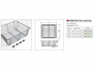 GARDRÓB SZERELVÉNY HOME BOX FÉM RÁCSKOSÁR 900MM-ES, 740x155x383MM, ACÉLSZÜRKE #4