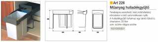 TÁROLÁS - HULLADÉKGYŰJTŐ ART 226 20L, 255x398x450 mm VILÁGOS SZÜRKE #2