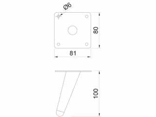 FÉM DESIGN LÁB 19612 DÖNTÖTT KÚPOS 100mm MATT FEKETE #2