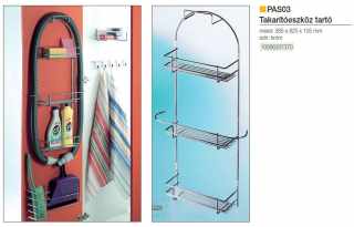 TÁROLÁS - FÜRDŐSZOBAI TÁROLÓ PAS03 TAKARITÓESZK TARTÓ 385×825×105 mm KRÓM #2