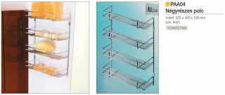 TÁROLÁS - FÜRDŐSZOBAI TÁROLÓ PAA04 NÉGYRÉSZES POLC 325×400×100 mm KRÓM #2