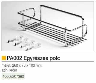 TÁROLÁS - FÜRDŐSZOBAI TÁROLÓ PA002 EGYRÉSZES POLC 260×80×100 mm KRÓM #2