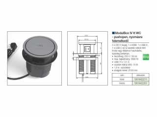 IRODABÚTOR TARTOZÉKOK KONNEKTOR ELOSZTÓ MODULBOX IV H WC-VEZ.NÉL.TÖLTŐ+2x230V+2xUSB+HDMI ANTRACIT #2