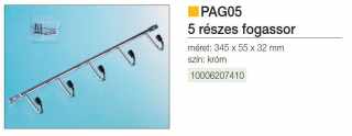 TÁROLÁS - FÜRDŐSZOBAI TÁROLÓ PAG05 5 RÉSZES FOGASSOR 345×55×32 mm KRÓM #2