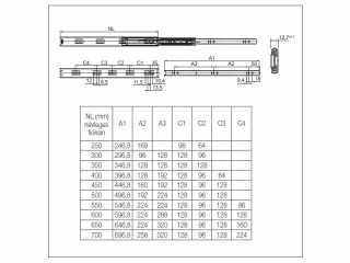 GOLYÓS FIÓKCSÚSZÓ HOME BOX HB45 X 45mm TELJESEN KIHÚZHATÓ 700mm TEHERB.:30kg ACÉL #3