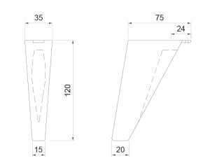MŰANYAG DESIGN LÁB ART737 H=120mm FEKETE #2