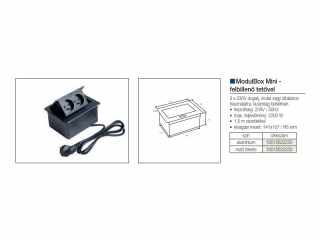 IRODABÚTOR TARTOZÉKOK KONNEKTOR ELOSZTÓ MODULBOX MINI - 2×230V ALUMINIUM #3
