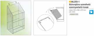 TÁROLÁS - BELSŐ FÉMRÁCS ML050-1 SZENNYESTARTÓ KOSÁR 325x580x270 KRÓM #2