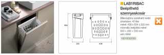 TÁROLÁS - FŰRDŐSZOBAI TÁROLÓ LAB1RIBAC SZENNYESKOSÁR FELFOGATÓ NÉLKÜL 40 L, 222x438x504 mm FEHÉR #2