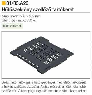 TÁROLÁS - HŰTŐSZEKRÉNY TARTÓKERET 31\83.A20 532x563mm FEKETE #2