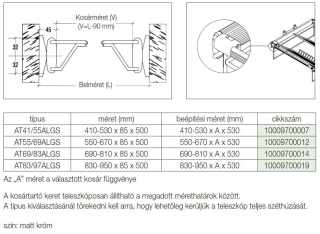GARDRÓB - GARDRÓB SZERELVÉNY AT69/83ALGS KOSÁRTARTÓ KERET 690-830x85x500 mm MATT KRÓM #2