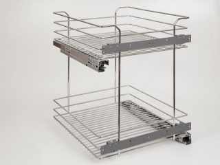 TÁROLÁS - BELSŐ FÉMRÁCS 2102SY/45-50 2 RÉSZES CSILLAPÍTOTT KIHÚZHATÓ POLC 385x535x430mm KRÓM #1