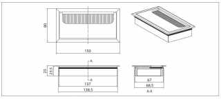 IRODABÚTOR TARTOZÉKOK - 30134 KÁBELKIVEZETŐ 150x81x28mm ALUMÍNIUM #3