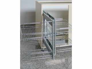 TÁROLÁS - BELSŐ FÉMRÁCS E4221A 2+2 POLCOS KIHÚZHATÓ SAROKVASALAT 730x590x520MM KRÓM-SZÜRKE #1