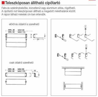 GARDRÓB - CIPŐTARTÓ 111/A ELÖLRŐL SZERELHETŐ 480-830 mm KRÓM #2