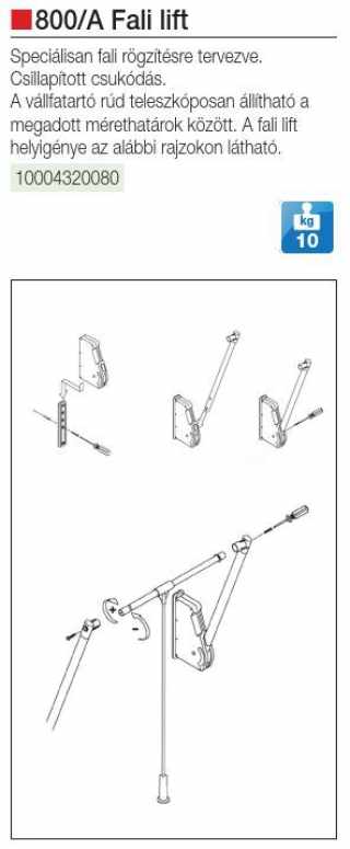 GARDRÓB - GARDRÓBLIFT 800/A FALRA SZERELHETŐ 750-1150 mm, 10kg ALUMÍNIUM #2