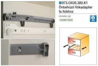 FIÓKRENDSZER - ÖNBEHÚZÓ ADAPTER 973.0X35.38.K1 FAFIÓKHOZ SZÜRKE #2