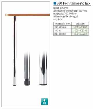 LÁBAK - TÁMASZTÓLÁB 380-AS FIX H=700 mm   ÁTM:35 mm KRÓM #2