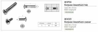 SZERELVÉNYEK - ÖSSZEHÚZÓ VC01 KORPUSZÖSSZEHÚZÓ CSAVAR M4x15mm HORGANYZOTT #2