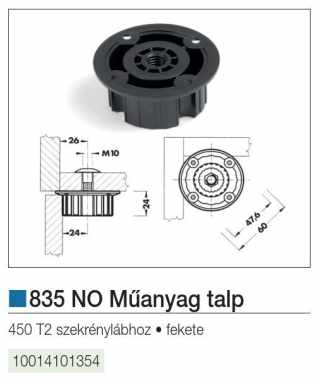 LÁBAK - MŰANYAG SZEKRÉNYLÁB TALP 450 T2 LÁBHOZ ÁTM.60X24 FEKETE #2