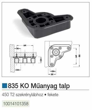 LÁBAK - MŰANYAG SZEKRÉNYLÁB TALP 450 T2 LÁBHOZ 88X88X24 FEKETE #2