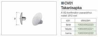 SZERELVÉNYEK - ÖSSZEHÚZÓ CV01 TAKARÓSAPKA ÁTM:12mm FEKETE #2