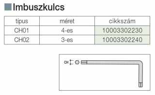 SZERELVÉNYEK - ÖSSZEHÚZÓ CH02 IMBUSZKULCS 3-as HORGANYZOTT #2