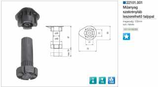 LÁBAK - MŰANYAG SZEKRÉNYLÁB 22101.001 KÉTRÉSZES ÁLLÍTHATÓ 95-125mm FEKETE #2