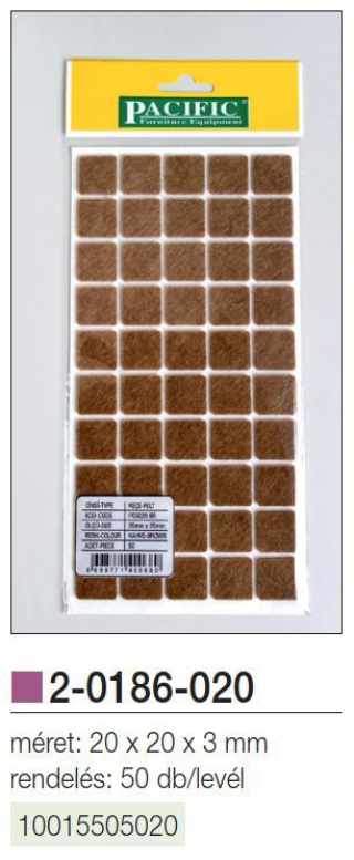 SZERELVÉNYEK - PADLÓVÉDŐ ÖNTAPADÓS 20x20x3mm, 50db/levél NATÚR #2