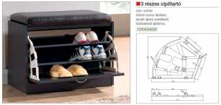 GARDRÓB - CIPŐTARTÓ 3-RÉSZES 260x255mm SZÜRKE #2