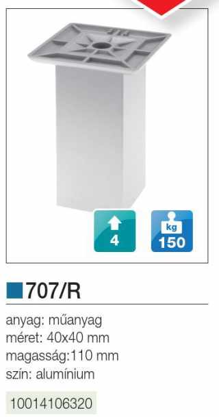 LÁBAK - MŰANYAG DESIGN LÁB ART 707/R H=110 mm 150 kg ALUMÍNIUM #2