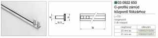 BÚTORZÁR - LEHMANN BÚTORZÁR 03 0922 650 801 C-PROFILÚ RÚD 700 MM, 2 DB 20MM-ES STIFTTEL #2