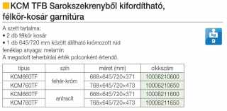 BELSŐ FÉMRÁCS KCM760TF FÉLKÖR KOSÁR GARNITÚRA 768×645/720×473mm ANTRACIT #2