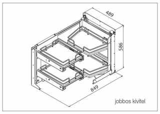 BELSŐ FÉMRÁCS SMACE45SX BALOS SAROKSZEKRÉNYBE SZERELHETŐ 845x568x489mm ANTRACIT #3