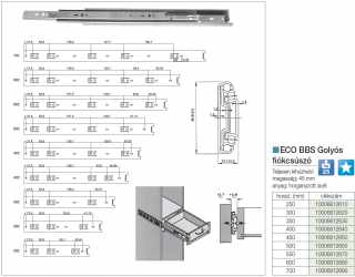 GOLYÓS FIÓKCSÚSZÓ ECO BBS 45mm 600mm NIKKEL #2