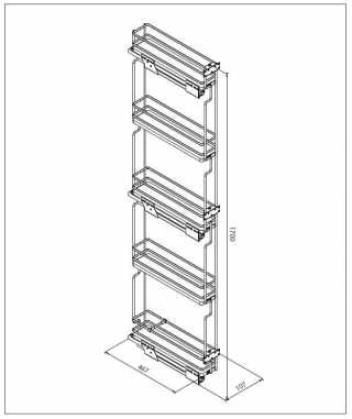 BELSŐ FÉMRÁCS ELQGM155SX BALOS OLDALLAPRA SZERELHETŐ 107×1700×468mm KRÓM-FEHÉR #3