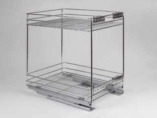 BELSŐ FÉMRÁCS 24271.400 FENÉKLAPRA SZERELHETŐ 2 RÉSZES KIHÚZHATÓ POLC 345x510x475mm KRÓM #1