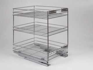 BELSŐ FÉMRÁCS 24273.400 FENÉKLAPRA SZERELHETŐ 3 RÉSZES KIHÚZHATÓ POLC 345x510x475mm KRÓM #1