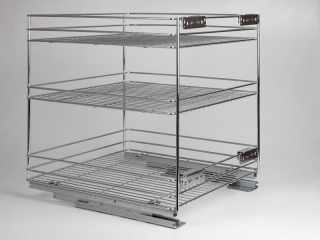 BELSŐ FÉMRÁCS 24273.500 FENÉKLAPRA SZERELHETŐ 3 RÉSZES KIHÚZHATÓ POLC 445x510x475mm KRÓM #1