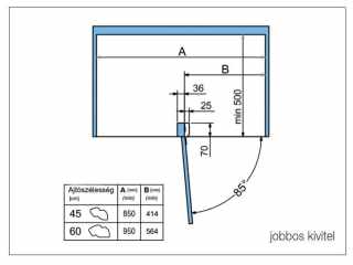BELSŐ FÉMRÁCS 846BE/DX45CB JOBBOS 450mm KRÓM-FEHÉR #3