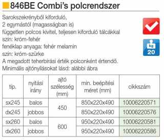 BELSŐ FÉMRÁCS 846BE/DX60CB JOBBOS 600mm KRÓM-FEHÉR #2