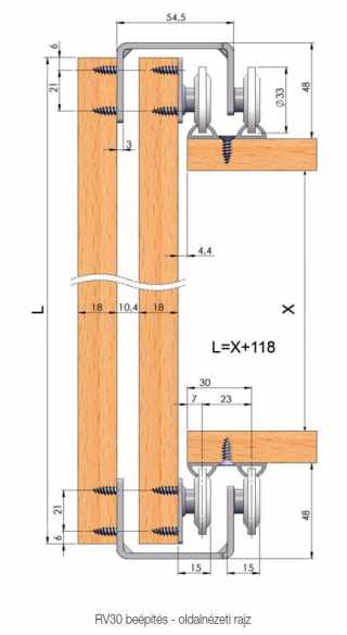 TOLÓAJTÓ VASALAT - TOLÓAJTÓ BÚTORLAPHOZ RV30 SZETT 2 AJTÓHOZ 30 KG ALUMÍNIUM #3