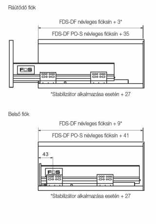 FDS DUPLAFALÚ FÉM FIÓKOLDAL FDS-DF B 300mm MAGASÍTOTT, 40kg FEHÉR #3