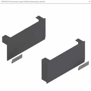 BLUM- AVENTOS HK / HK top 22K8000  ABD R+L Söt.szürke/inox-sz felnyíló vasalat, takarósapka szett, jobb+bal #1