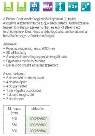 BÚTORPÁNT FDS POCKET DOOR VASALAT 550MM R015502H SZÜRKE #2