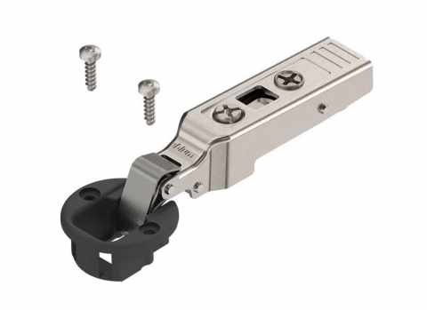 BLUM Clip-Top ÜVEGAJTÓ pánt 75T4100 / 94°, ráütődő, csavaros / fekete/nikkel